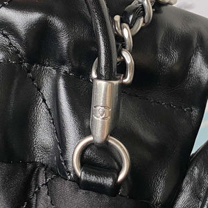 Chanel AS3980 22 Mini Handbag Shiny Calfskin & Silver-Tone Metal Black - Default Title - View 7