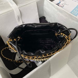 Chanel AS3980 22 Mini Handbag Shiny Crumpled Calfskin & Gold-Tone Metal Black - Default Title - View 6