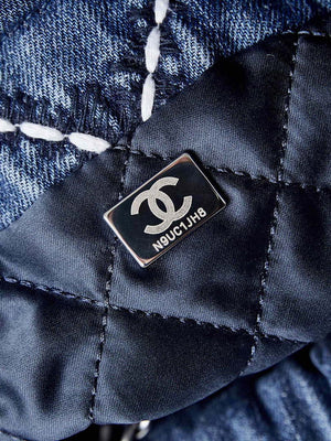 Chanel AS3980 22 Mini Handbag Silver-Tone Metal Canvas Blue Denim - Default Title - View 9