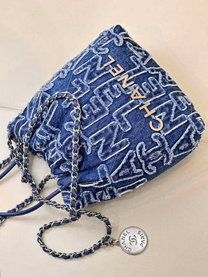 CHANEL AS3980 22 Mini Handbag Washed Denim Blue & Silver-Tone Metal - Default Title - View 6