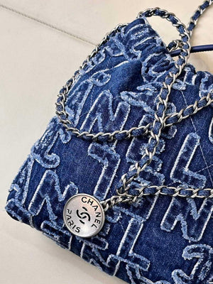 CHANEL AS3980 22 Mini Handbag Washed Denim Blue & Silver-Tone Metal - Default Title - View 9