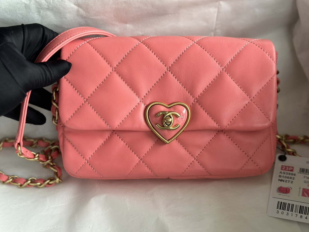 Chanel AS3986 Small Flap Bag Lambskin Plexi & Gold-Tone Meta Pink - Default Title - View 2