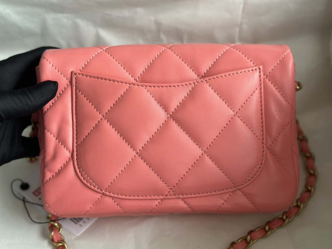 Chanel AS3986 Small Flap Bag Lambskin Plexi & Gold-Tone Meta Pink - Default Title - View 4
