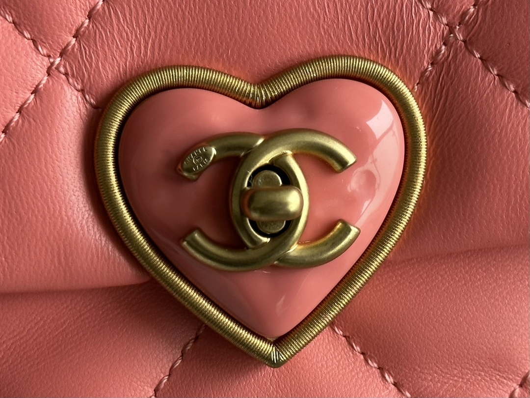 Chanel AS3986 Small Flap Bag Lambskin Plexi & Gold-Tone Meta Pink