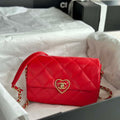 Chanel AS3986 Small Flap Bag Lambskin Plexi & Gold-Tone Meta Red - Default Title - View 1
