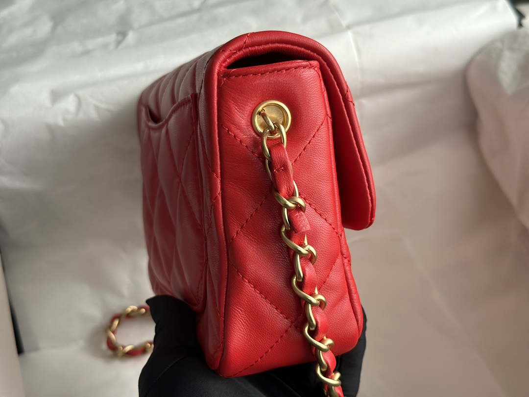 Chanel AS3986 Small Flap Bag Lambskin Plexi & Gold-Tone Meta Red - Default Title - View 3