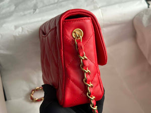 Chanel AS3986 Small Flap Bag Lambskin Plexi & Gold-Tone Meta Red - Default Title - View 3