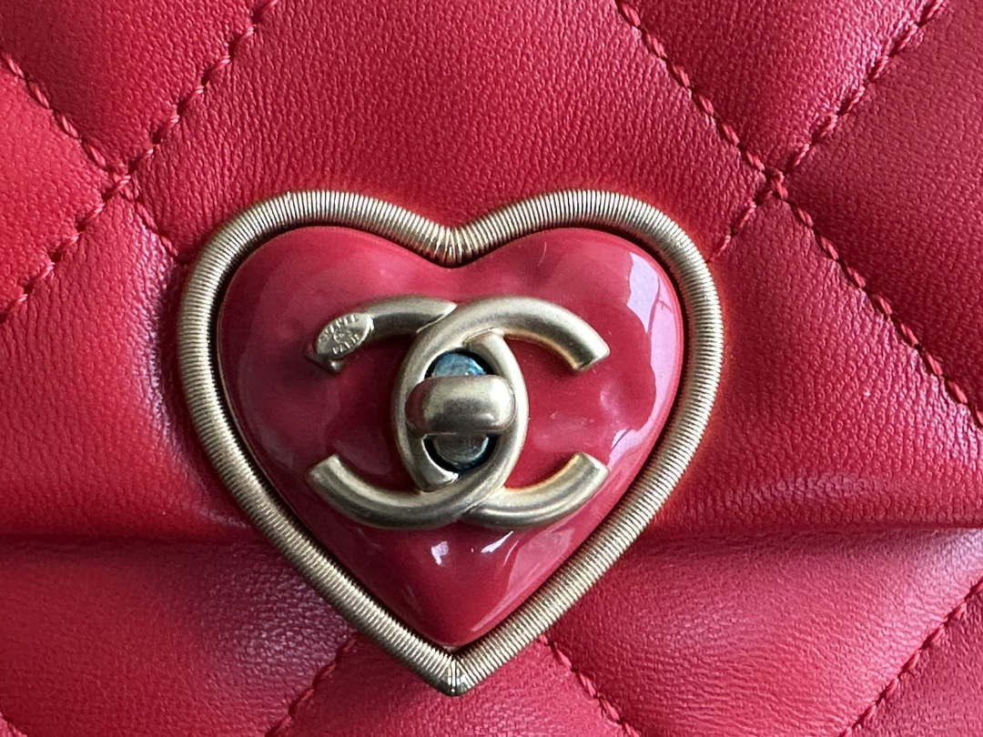 Chanel AS3986 Small Flap Bag Lambskin Plexi & Gold-Tone Meta Red - Default Title - View 5