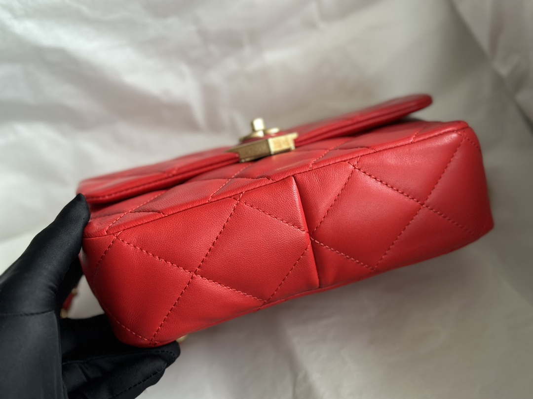 Chanel AS3986 Small Flap Bag Lambskin Plexi & Gold-Tone Meta Red - Default Title - View 6