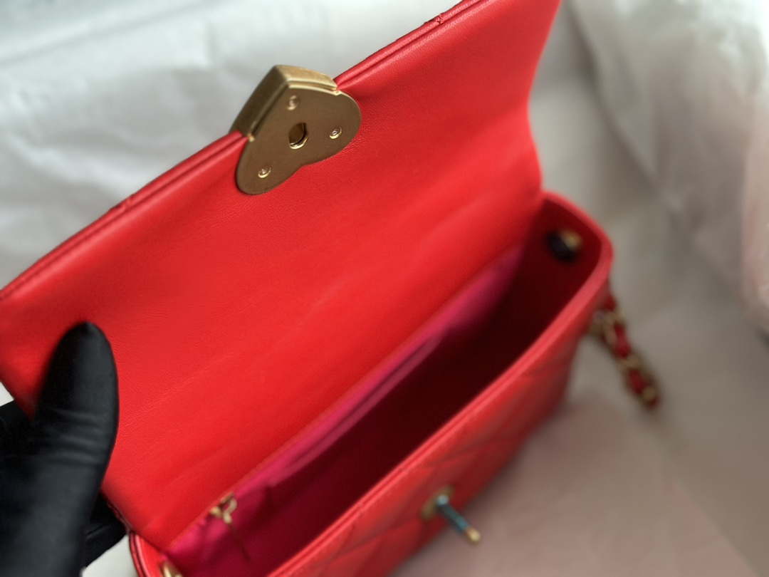 Chanel AS3986 Small Flap Bag Lambskin Plexi & Gold-Tone Meta Red - Default Title - View 7
