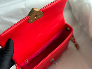 Chanel AS3986 Small Flap Bag Lambskin Plexi & Gold-Tone Meta Red - Default Title - View 7