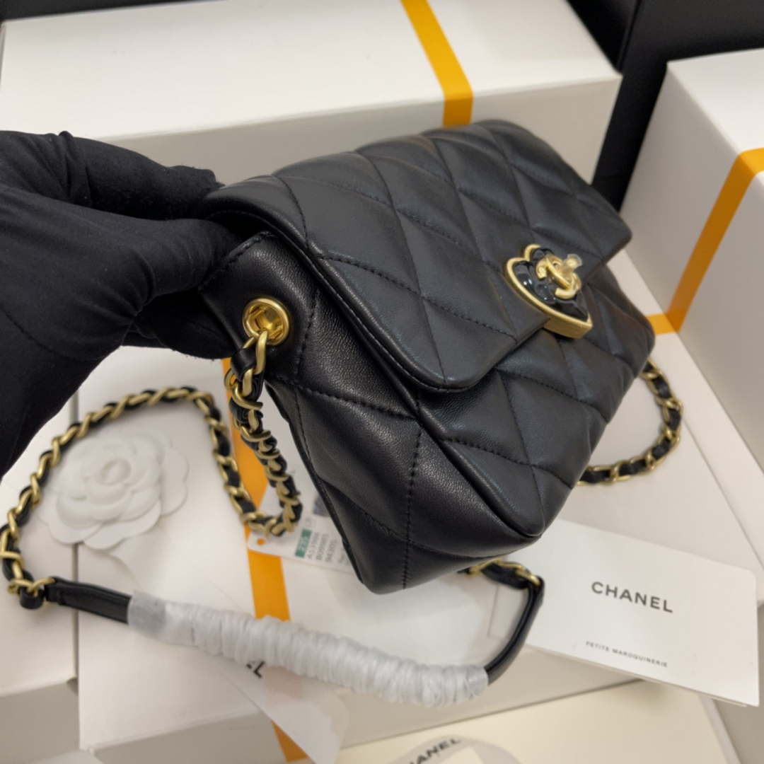 Chanel AS3986 Small Flap Bag Lambskin Plexi & Gold-Tone Metal Black - Default Title - View 1