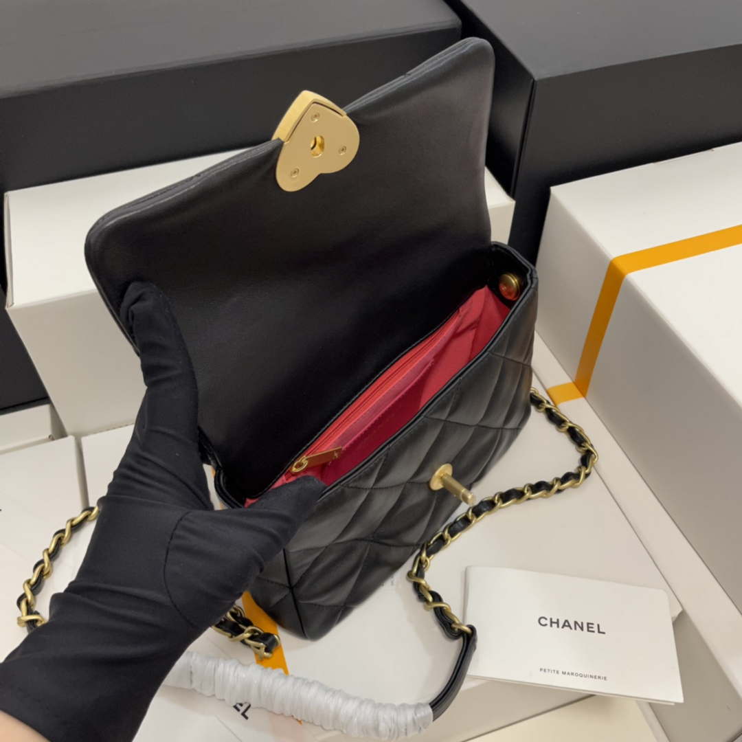 Chanel AS3986 Small Flap Bag Lambskin Plexi & Gold-Tone Metal Black