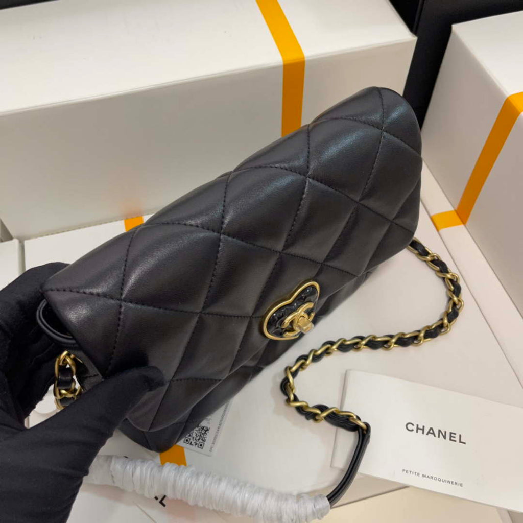 Chanel AS3986 Small Flap Bag Lambskin Plexi & Gold-Tone Metal Black