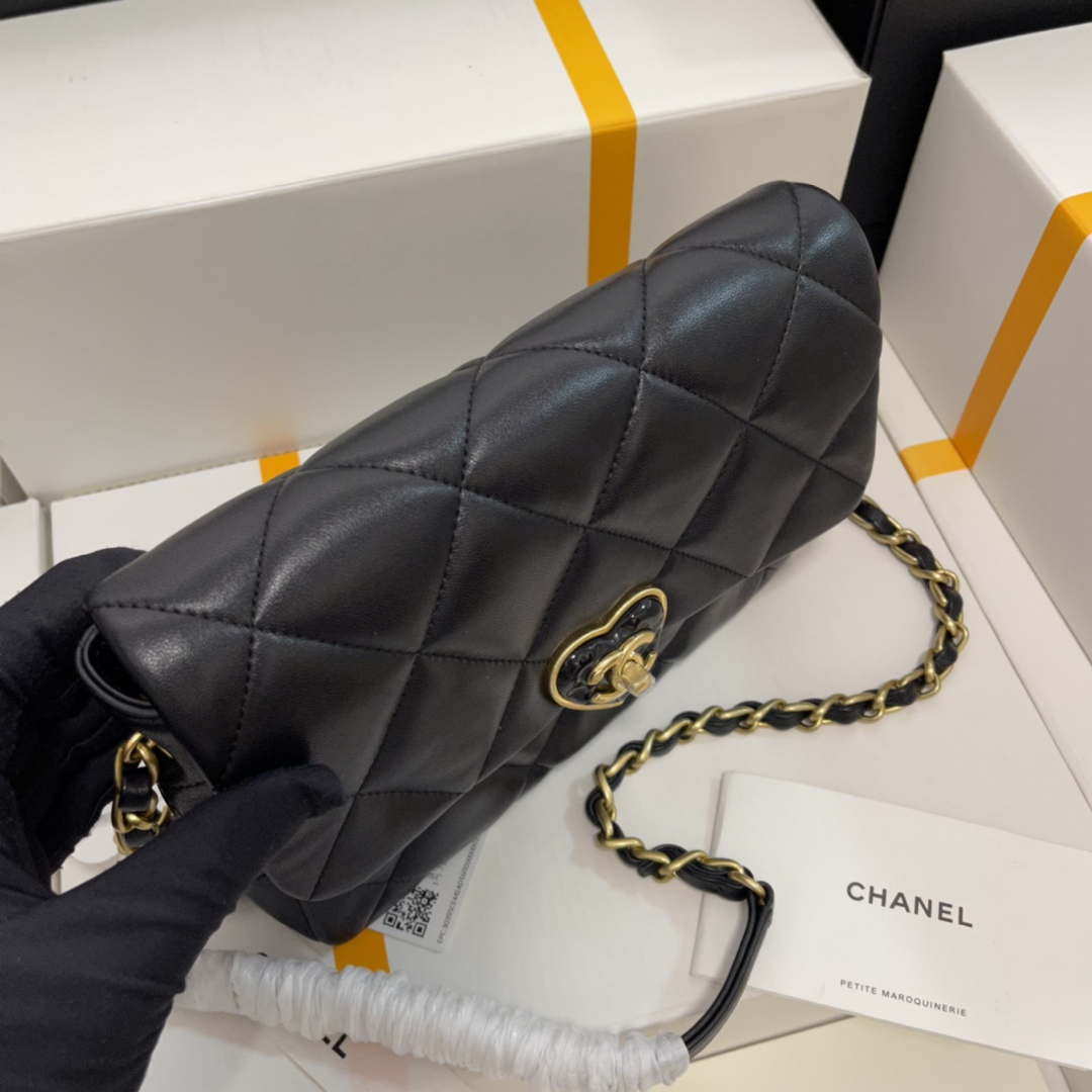 Chanel AS3986 Small Flap Bag Lambskin Plexi & Gold-Tone Metal Black