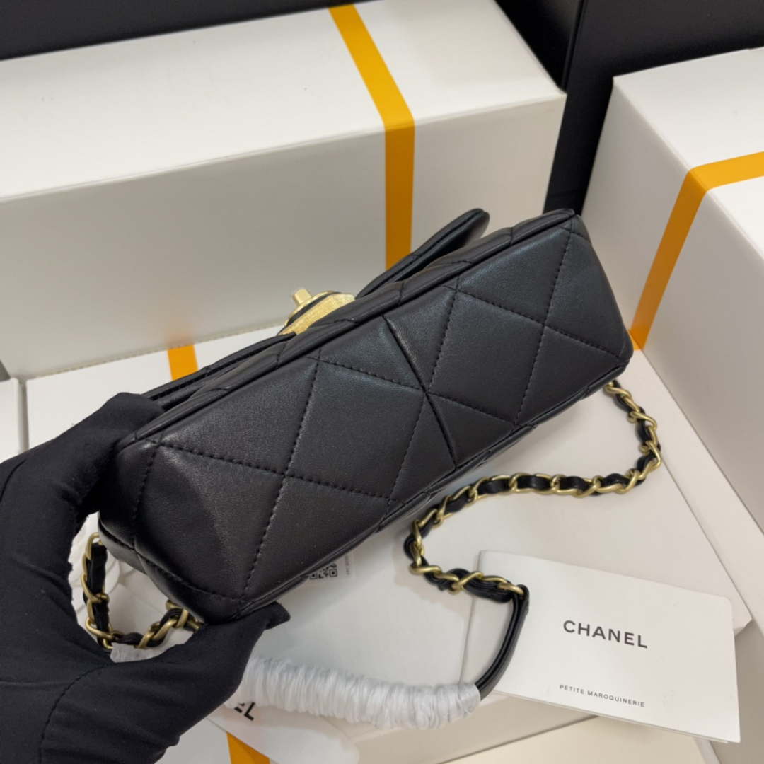 Chanel AS3986 Small Flap Bag Lambskin Plexi & Gold-Tone Metal Black - Default Title - View 9