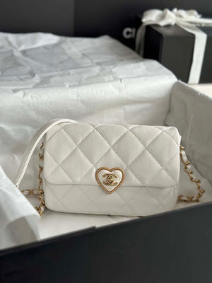 Chanel AS3986 Small Flap Bag Lambskin Plexi & Gold-Tone Metal White - Default Title - View 1