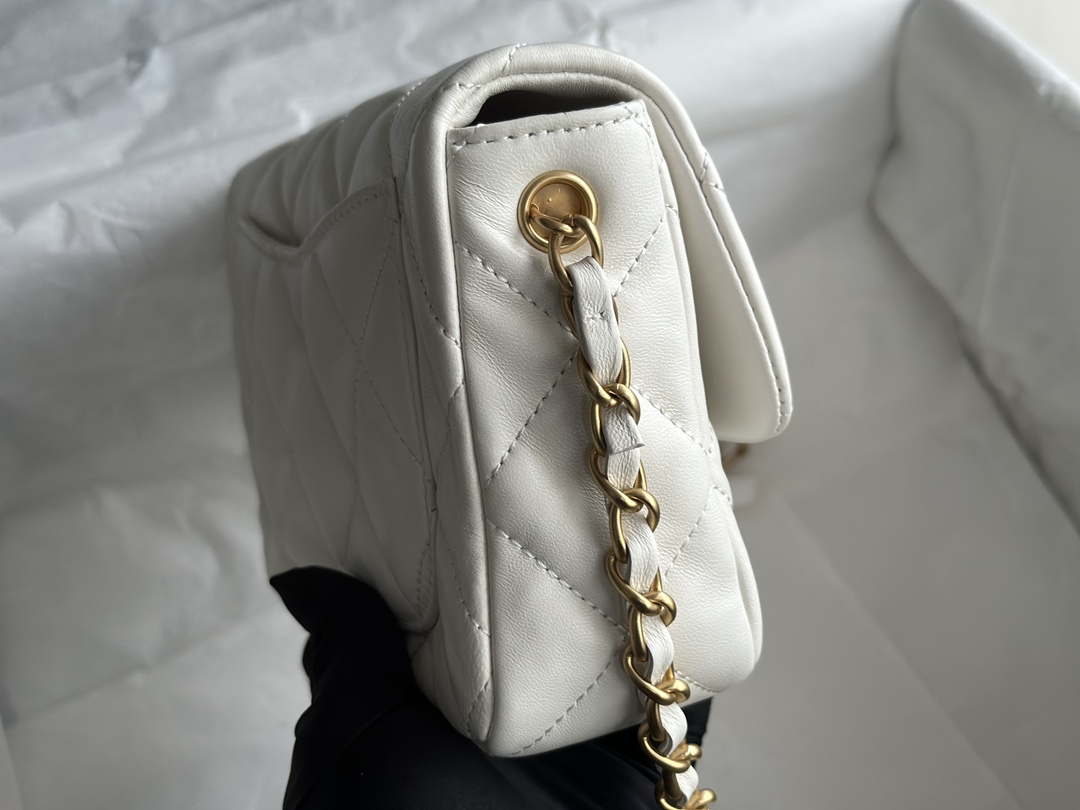 Chanel AS3986 Small Flap Bag Lambskin Plexi & Gold-Tone Metal White