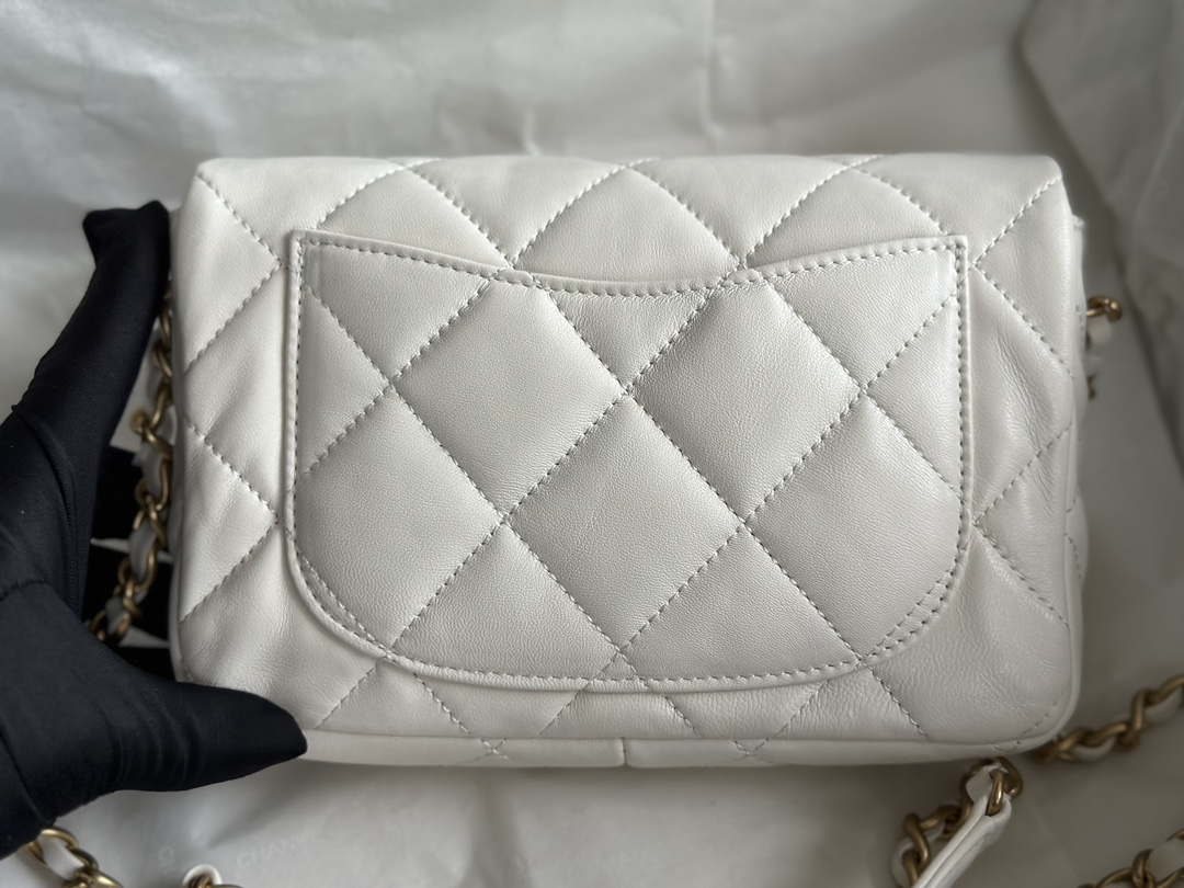 Chanel AS3986 Small Flap Bag Lambskin Plexi & Gold-Tone Metal White - Default Title - View 4