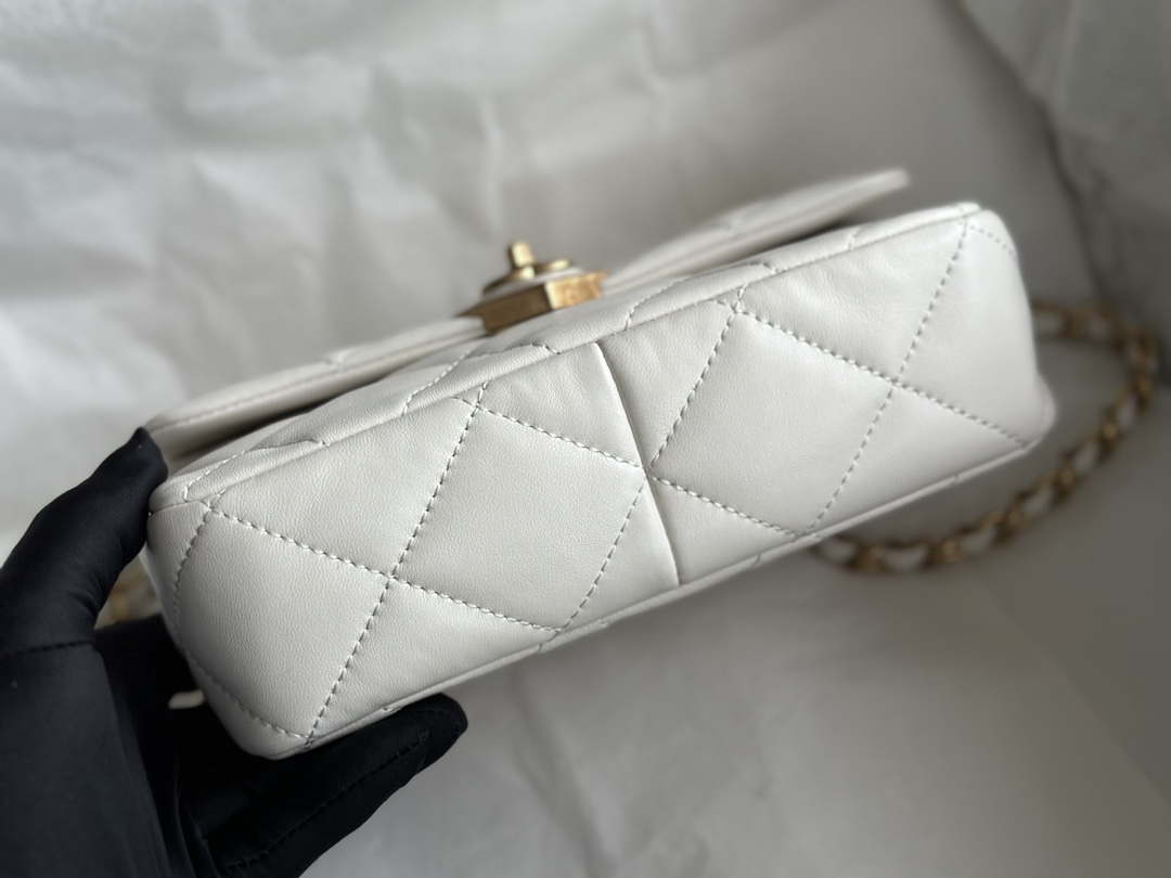 Chanel AS3986 Small Flap Bag Lambskin Plexi & Gold-Tone Metal White - Default Title - View 6