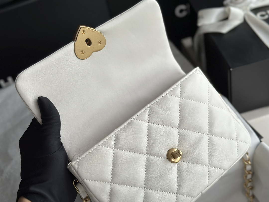 Chanel AS3986 Small Flap Bag Lambskin Plexi & Gold-Tone Metal White - Default Title - View 7