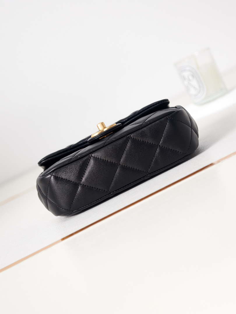 Chanel AS4012 Small Flap Lambskin Bag Black Gold - Default Title - View 6