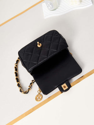 Chanel AS4012 Small Flap Lambskin Bag Black Gold - Default Title - View 7