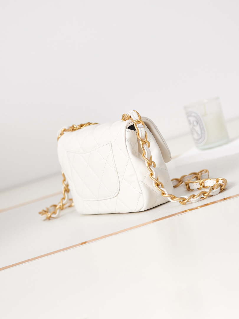 Chanel AS4012 Small Flap Lambskin Bag White - Default Title - View 4