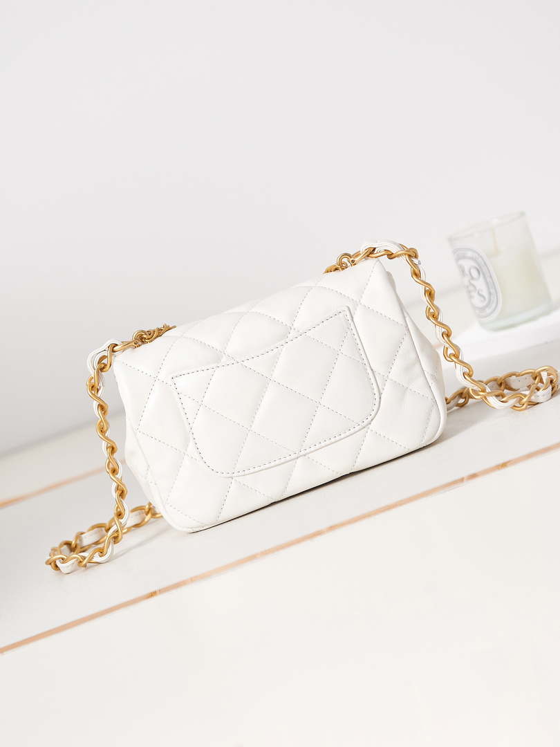 Chanel AS4012 Small Flap Lambskin Bag White - Default Title - View 5