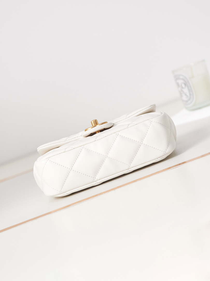 Chanel AS4012 Small Flap Lambskin Bag White