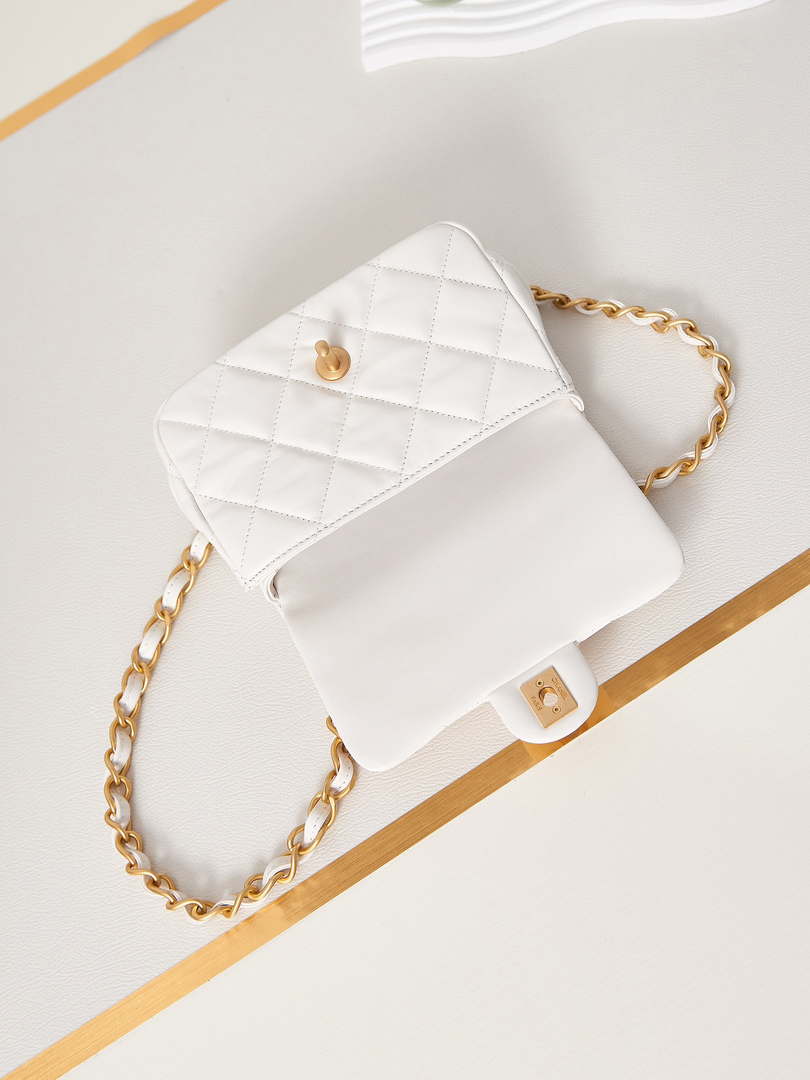 Chanel AS4012 Small Flap Lambskin Bag White - Default Title - View 7