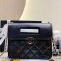 Chanel AS4025 Mini Flap bag with top handle calfskin gold tone metal Black - Default Title - View 1