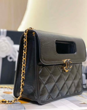 Chanel AS4025 Mini Flap bag with top handle calfskin gold tone metal Black - Default Title - View 4