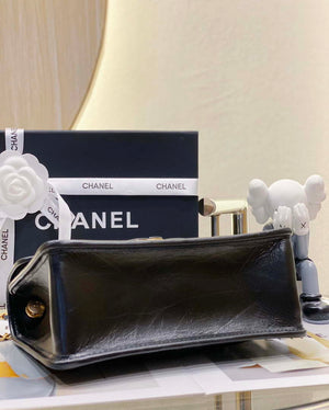 Chanel AS4025 Mini Flap bag with top handle calfskin gold tone metal Black - Default Title - View 5