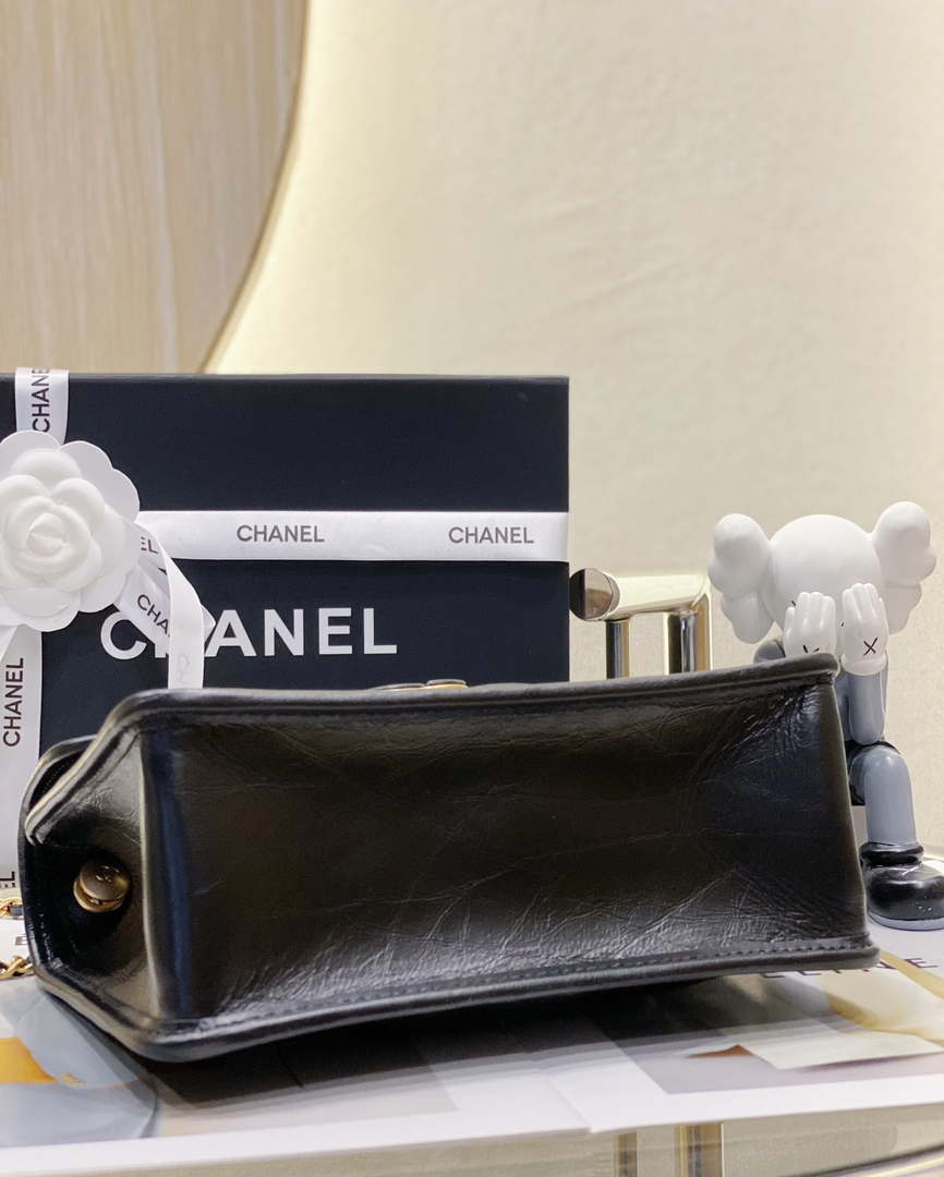 Chanel AS4025 Mini Flap bag with top handle calfskin gold tone metal Black - Default Title - View 5
