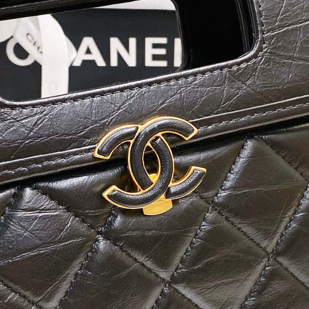 Chanel AS4025 Mini Flap bag with top handle calfskin gold tone metal Black - Default Title - View 7