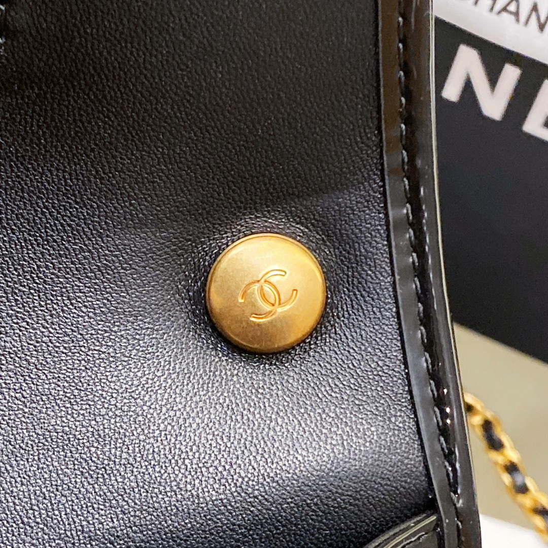 Chanel AS4025 Mini Flap bag with top handle patent calfskin gold tone metal Black - Default Title - View 8