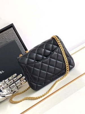 Chanel AS4040 Mini Flap Classic Bag 18 Woc Camellia Lambskin Black - Default Title - View 3