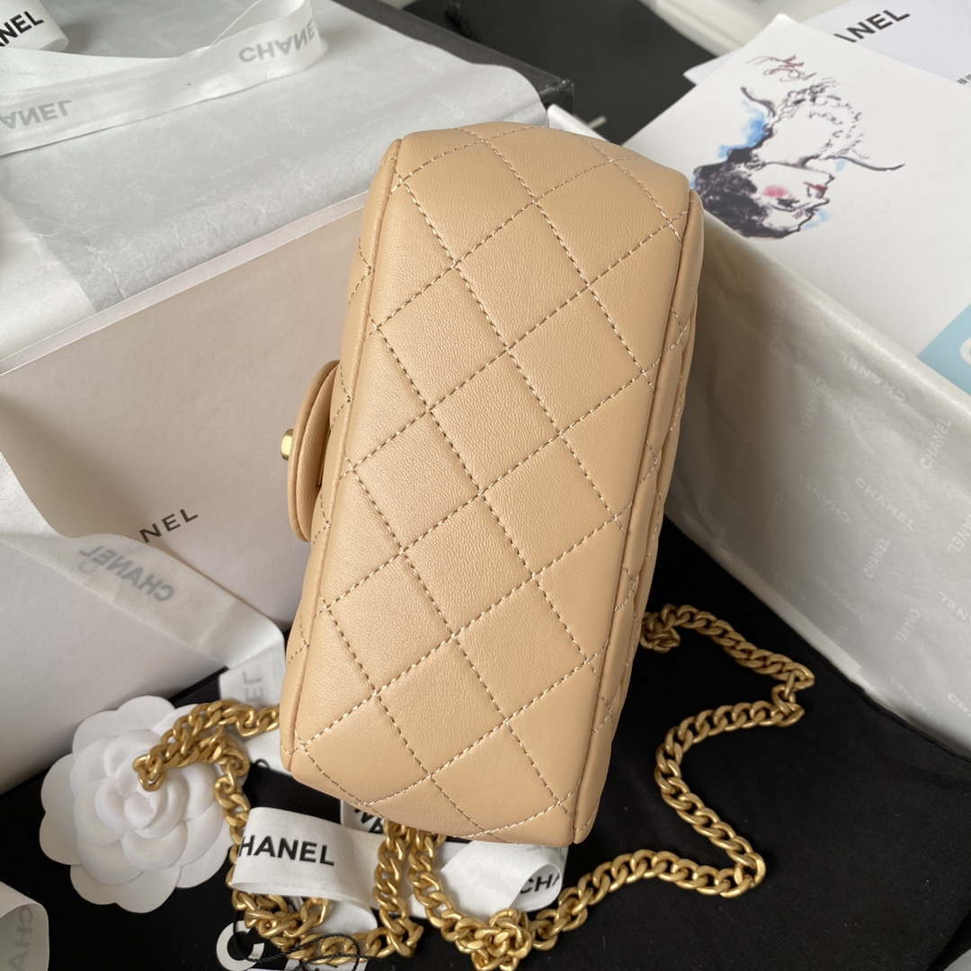 Chanel AS4040 Mini Flap Classic Bag 18 Woc Camellia Lambskin Apricot - Default Title - View 5