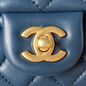 Chanel AS4040 Mini Flap Classic Bag 18 Woc Camellia Lambskin Dark Blue - Default Title - View 3