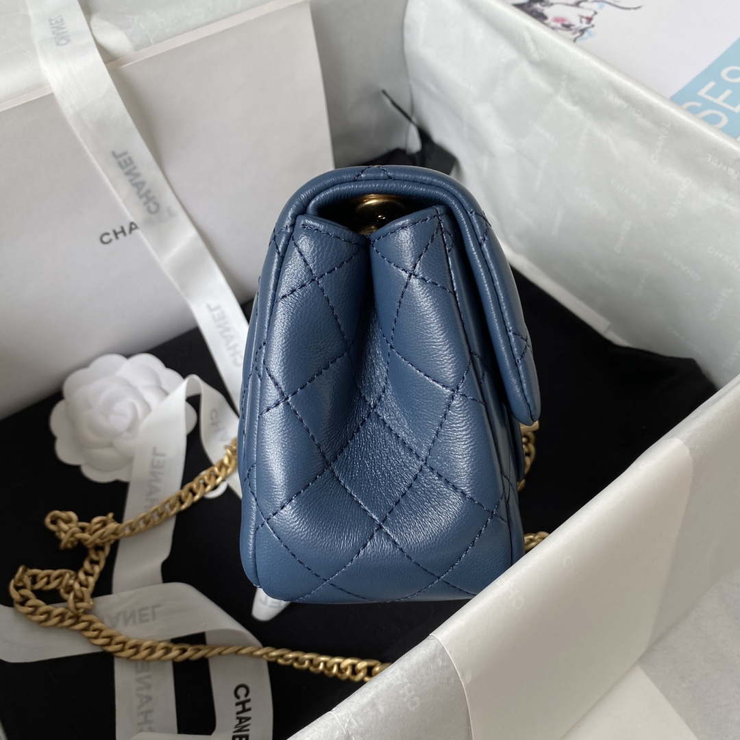 Chanel AS4040 Mini Flap Classic Bag 18 Woc Camellia Lambskin Dark Blue - Default Title - View 5