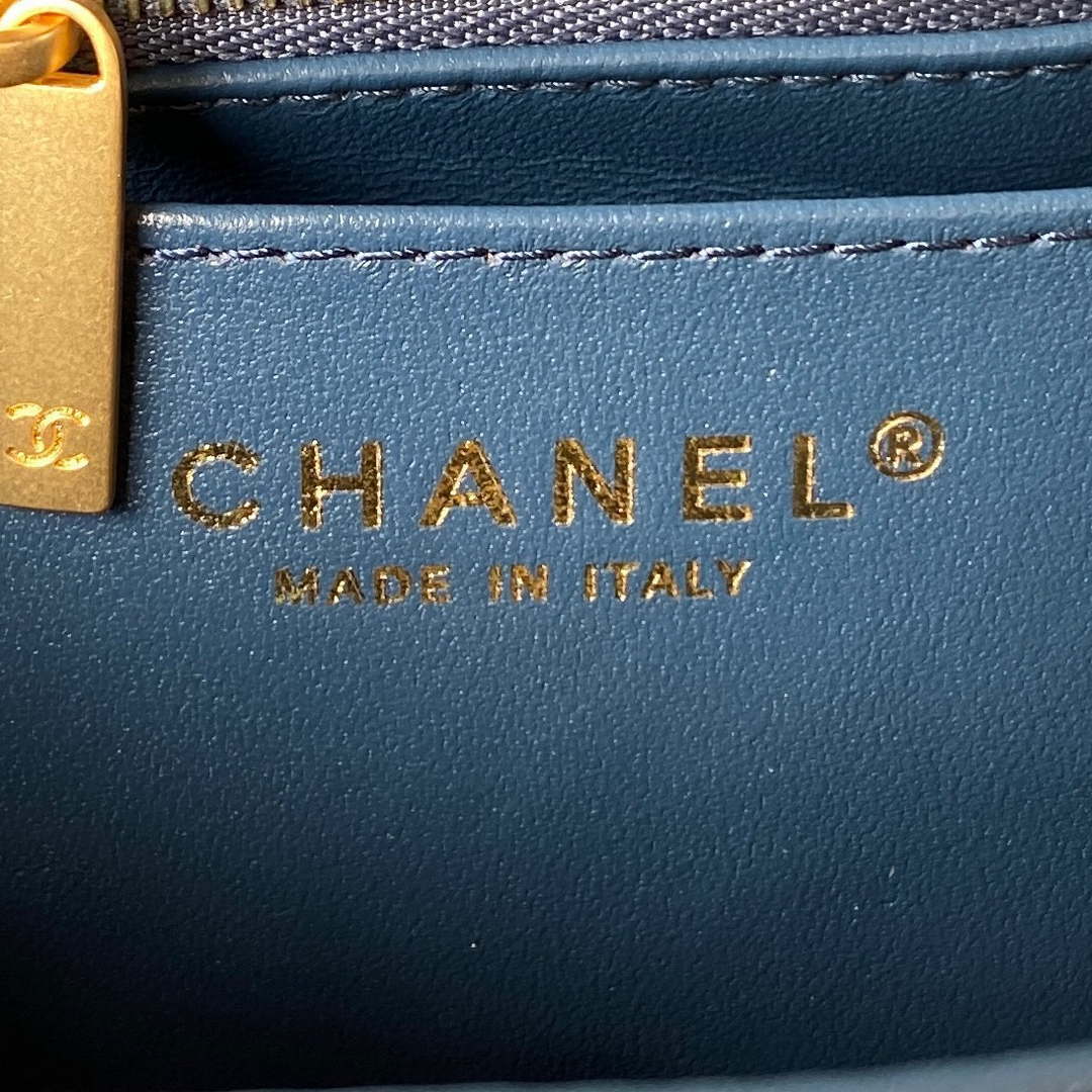 Chanel AS4040 Mini Flap Classic Bag 18 Woc Camellia Lambskin Dark Blue - Default Title - View 8