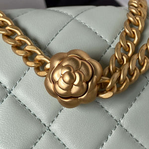 Chanel AS4040 Mini Flap Classic Bag 18 Woc Camellia Lambskin Green Gray - Default Title - View 4