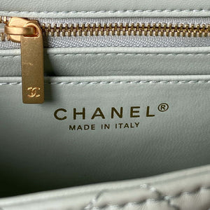 Chanel AS4040 Mini Flap Classic Bag 18 Woc Camellia Lambskin Green Gray - Default Title - View 8