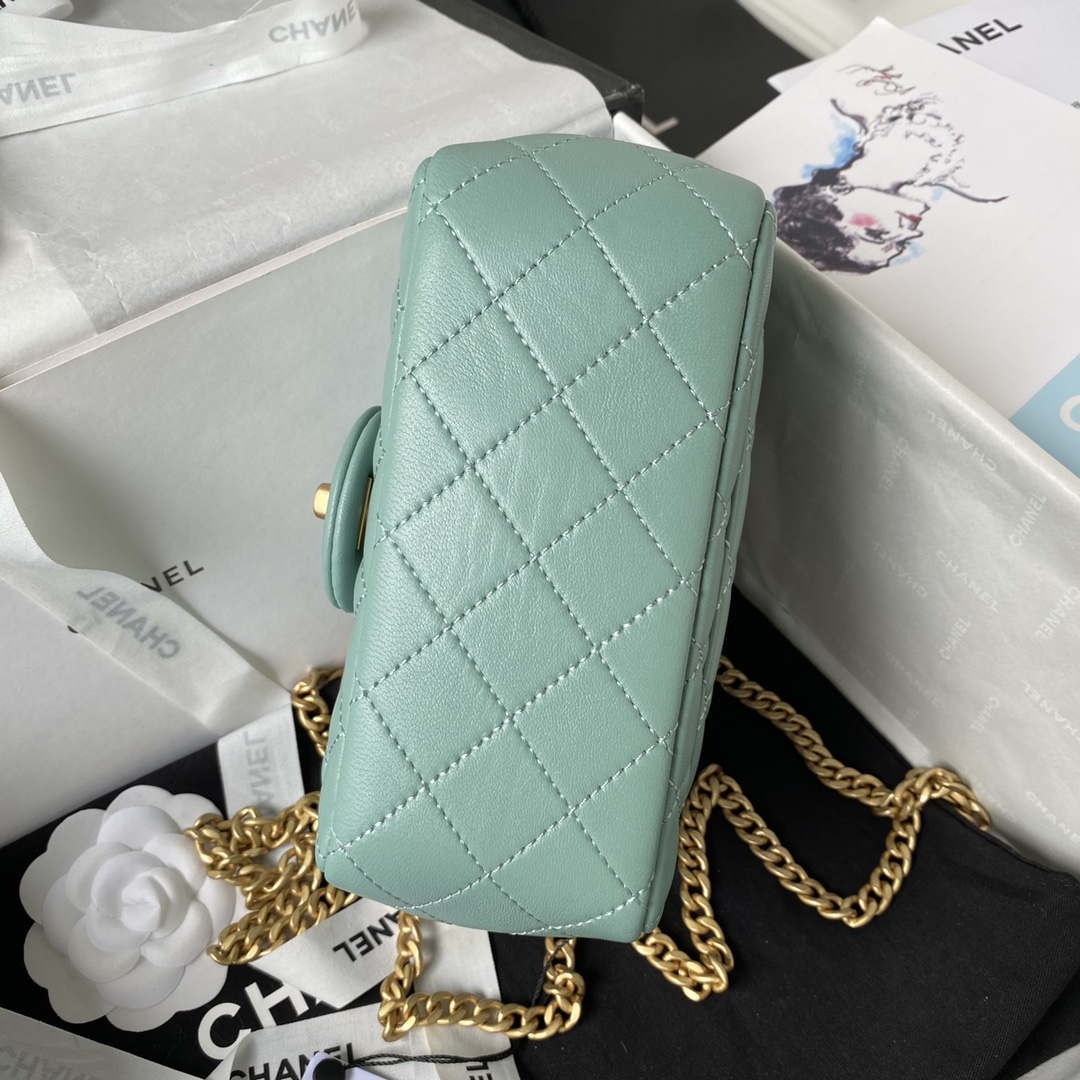 Chanel AS4040 Mini Flap Classic Bag 18 Woc Camellia Lambskin Lake Blue - Default Title - View 5