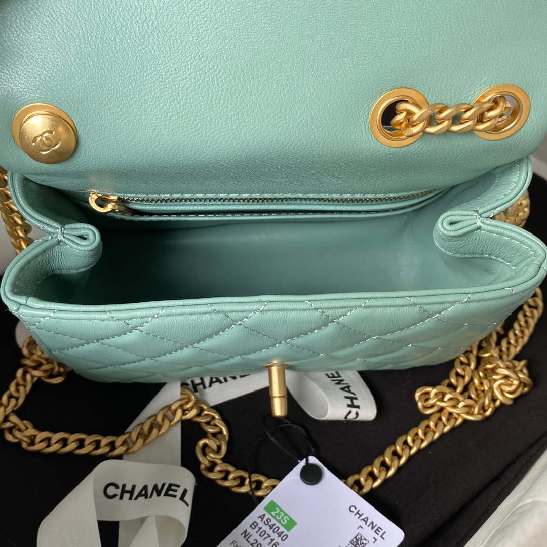 Chanel AS4040 Mini Flap Classic Bag 18 Woc Camellia Lambskin Lake Blue - Default Title - View 6