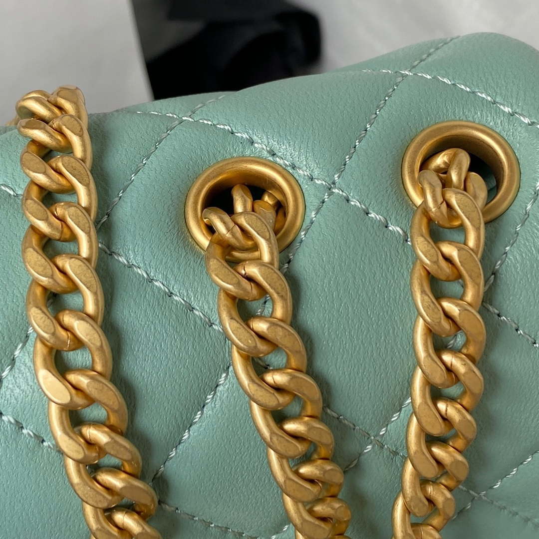 Chanel AS4040 Mini Flap Classic Bag 18 Woc Camellia Lambskin Lake Blue - Default Title - View 9
