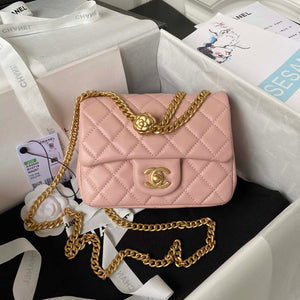 Chanel AS4040 Mini Flap Classic Bag 18 Woc Camellia Lambskin Pink - Default Title - View 1