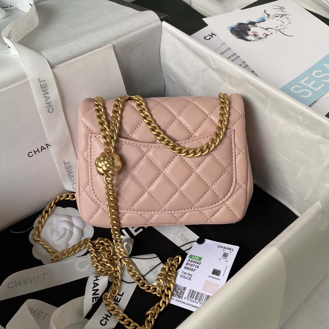 Chanel AS4040 Mini Flap Classic Bag 18 Woc Camellia Lambskin Pink - Default Title - View 2