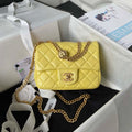 Chanel AS4040 Mini Flap Classic Bag 18 Woc Camellia Lambskin Yellow - Default Title - View 1
